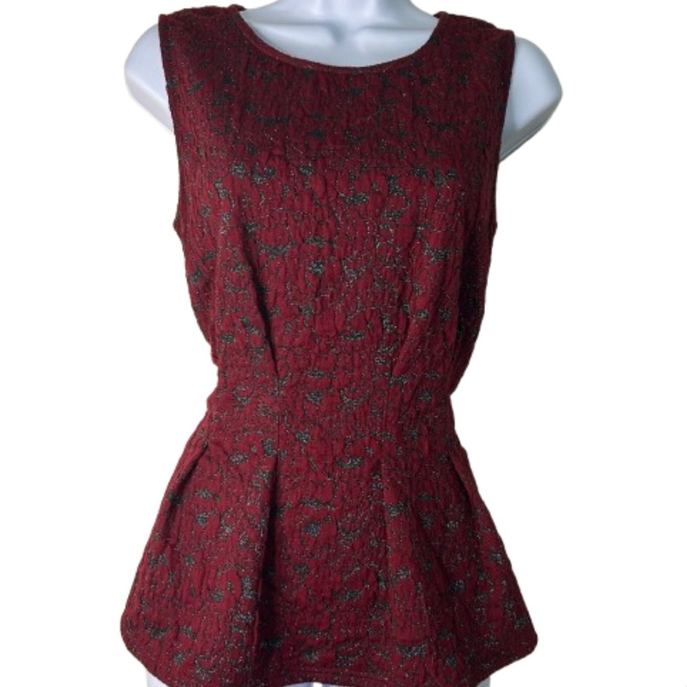 Eva Franco Red Peplum Blouse Sleeveless